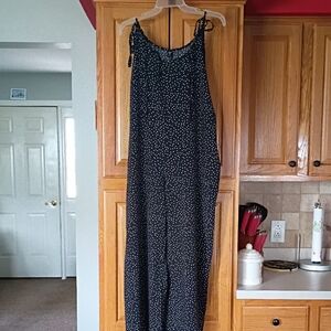 Shein Black Polka Dot Strap Jumpsuit